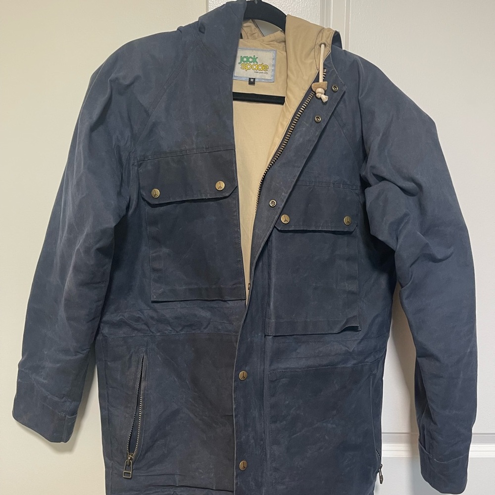 Jack spade coat canvas trench coat raincoat blue medium
